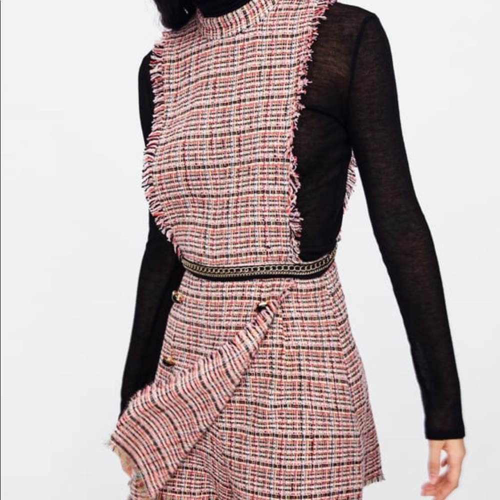 Zara Tweed Romper with Gold Buttons